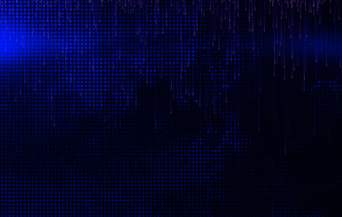 Digital blue background. Squares data grid background loops, abstract background, falling rain, blue color, light leak. Copy space.