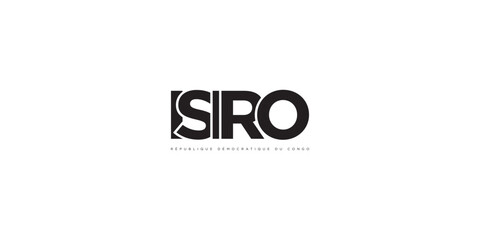 Isiro in the Congo emblem. The design features a geometric style, vector illustration with bold typography in a modern font. The graphic slogan lettering.
