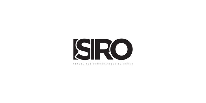 Isiro in the Congo emblem. The design features a geometric style, vector illustration with bold typography in a modern font. The graphic slogan lettering.