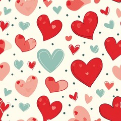Seamless pattern: cute hearts, valentine's day. Generated ai