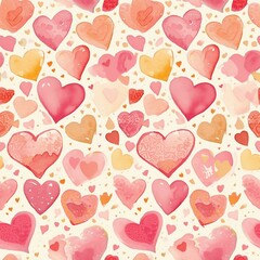 Seamless pattern: cute hearts, valentine's day. Generated ai