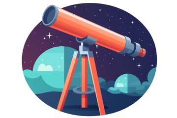 Telescope on Tripod With Stars in Background