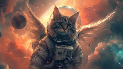 Cosmic Felines: Astronaut Cats, Creative Fun, and Surreal Delights on a Weird and Strange Website - obrazy, fototapety, plakaty