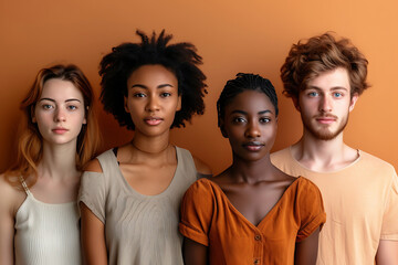 Fototapeta premium collage of diverse people of ages and nationalities, black woman and man, european, caucasian and african american race persons