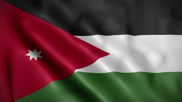 Jordan waving flag, Flag of Jordan Animation, Jordanian Flag Closeup, 4k Jordanian Flag Waving Animation