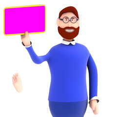 3d person with blank sign