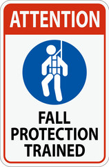 Hard Hat Decals, Attention Fall Protection Trained