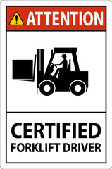 Hard Hat Labels, Attention Certified Forklift Driver
