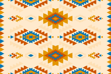 Fototapeta na wymiar Carpet ethnic ikat pattern art. Geometric ethnic ikat seamless pattern in tribal. Mexican style. Design for background, wallpaper, illustration, fabric, clothing, carpet, textile, batik, embroidery.