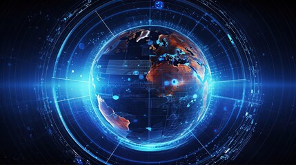 Obraz premium Digital Earth: Global Network Connectivity