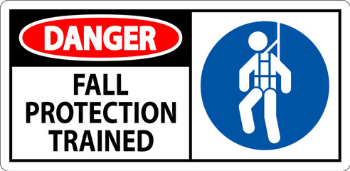 Hard Hat Decals, Danger Fall Protection Trained