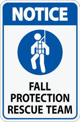 Hard Hat Decals, Notice Fall Protection Rescue Team