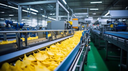Automated conveyor belt packaging line for crispy potato chip production and packaging