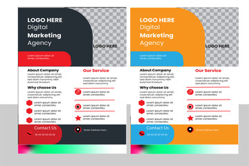a bundle of 2 templates of different colors a4 flyer template, modern business flyer template, abstract business flyer and creative design, IT company flyer and editable vector template design 