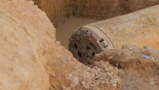 Tunnel Boring Machine at a construction site in the water