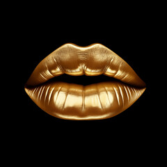 The opulence of golden lips contrasted against a dark void evokes a sense of mystery and allure, inviting the viewer to question the duality of beauty and darkness