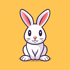 flat logo of easter bunny cartoon vector icon illustration. animal nature icon concept isolated premium vector