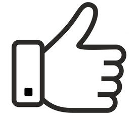 Thumb up like symbol. Black and White line art style, editable vector Illustration file on transparent background.