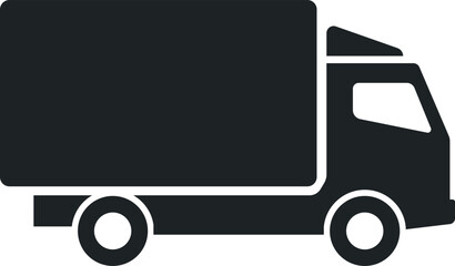 Cargo truck lorry automobile vehicle for moving and delivery transportation black icon vector flat