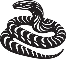 Black Mamba Snake Silhouette, Isolated Vector Illustration