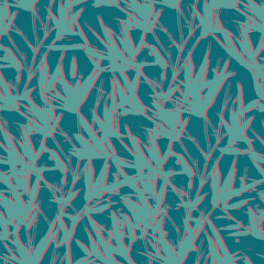 Seamless pattern with tree branches and leaves for surface design and other design projects. modern trend drawing in line art style