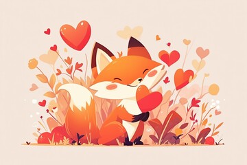 Charming Fox Cartoon Doodle, Radiating Cuteness And Warm Greetings