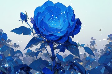 Artificial Intelligence Creates Cartoon Blue Rose With Intricate Details And Charm