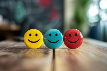 Experience excellent customer services happy smile, smiley face icon. Trustworthy support, top rated star ratings, positive feedback. Five star client service rating, customer success satisfaction.