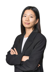 Confident Chinese businesswoman posing