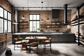 Incorporate a mix of industrial elements, such as exposed pipes and concrete finishes 