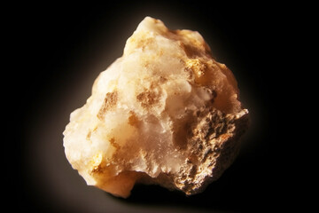 Barytocalcite is a rare precious natural stone on a black background. AI generated. Header banner mockup with space.