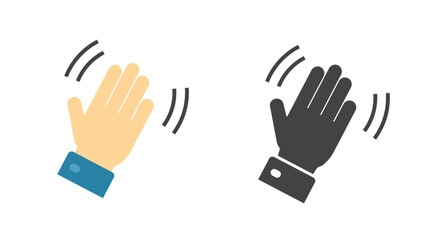 Waving hello hand icon simple pictogram flat graphic illustration set, palm motion sensor detector sign, hi bye emoticon symbol image clipart