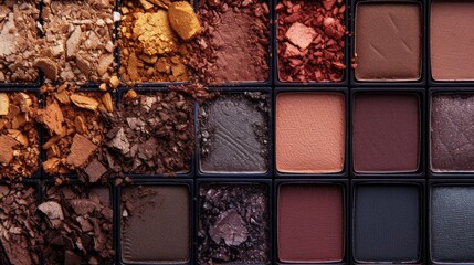 Fototapeta premium Colorful Eyeshadow palette, background pattern, wallpaper. Cosmetic powder with glitter glow