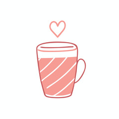 A pink cup with a heart 