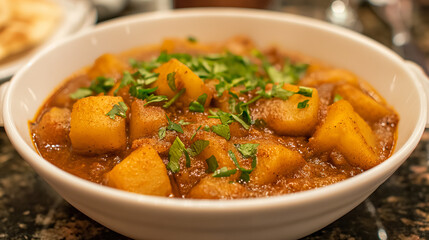 Savoring Authentic Aloo Bhaji in a Rustic Dhaba Setting
