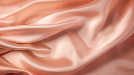 Obraz premium Soft silk fabric in a peach fuzz color as a background. Top view.
