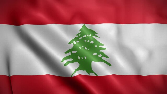 Lebanon waving flag, Flag of Lebanon Animation, Lebanese Flag Closeup, 4k Lebanese Flag Waving Animation