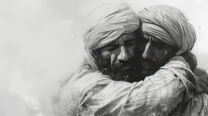 Black and white portrait of a man together 