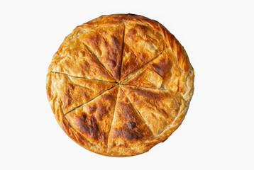 Spanakopita, greek phyllo pastry pie with spinach and feta cheese filling. Delicious handmade pies....