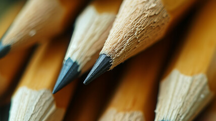 Close-up of sharpened pencils