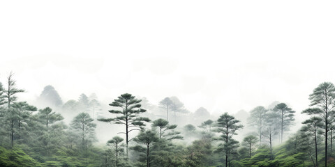 Forest with fog isolated transparent, generative AI
