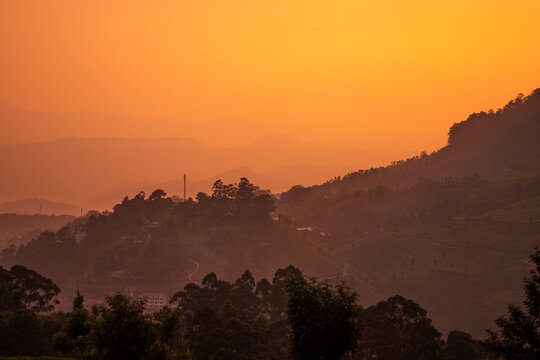 Misty Landscape During Sunset in Munnar Kerala