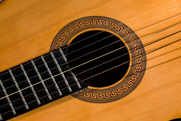 Obraz premium Griff guitars close-up on the background of other vultures for guitars.