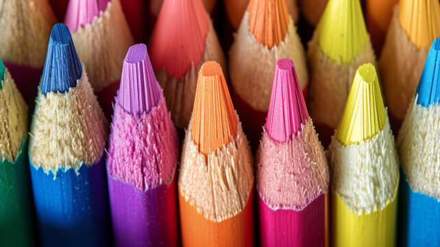 Bright multi-colored pencils