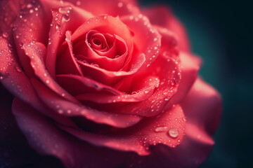 red rose closeup with raindrops