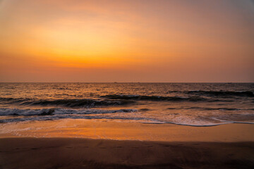 Fototapeta na wymiar Mystic Sunset View at Alleppey (Alappuzha) Beach, Kerala 