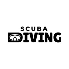 Scuba Diving Vector Logo Design Illustration of Under Water Swimming Equipment