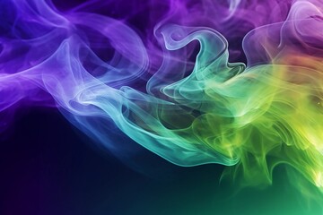 Purple, green, and yellow puffs of smoke. Mardi Gras colors horizontal background. Abstract...