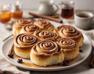 Fresh homemade Cinnamon rolls. AI Generated.