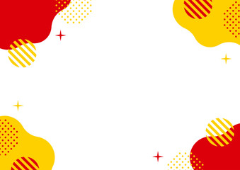 抽象的なフレーム  赤と黄色　水玉とキラキラ